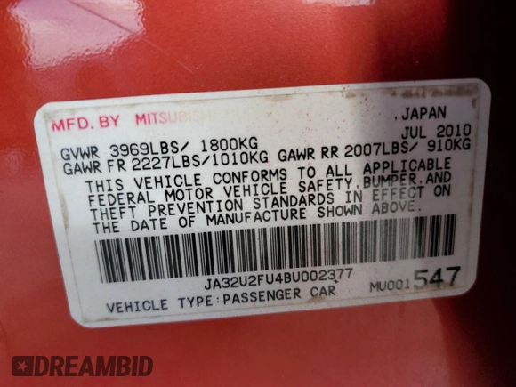 2011 Mitsubishi Lancer ES with VIN JA32U2FU4BU002377, listed as a Copart auction lot 79053784 with 152,383 mi miles and Salvage Title. Bid and sale history available at DreamBid. Image 12.