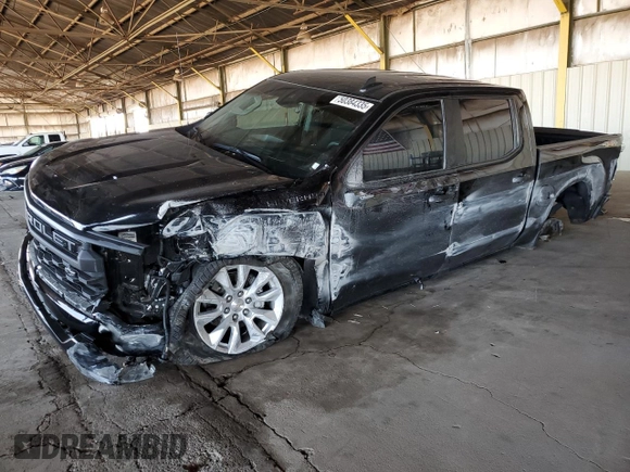 2024 Chevrolet Silverado 1500 Custom with VIN 1GCPDBEK7RZ296362, listed as a Copart auction lot 50384335 with 21,555 mi miles and Salvage Title. Bid and sale history available at DreamBid. Image 1.