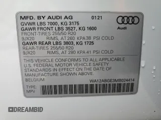 2021 Audi e-tron Sportback Premium Plus z VIN WA12ABGE3MB024414, wystawiony jako Copart lot #69824382 z przebiegiem 24 655 mil mil oraz . Historia ofert i sprzedaży dostępna na DreamBid. Obrazek 15.