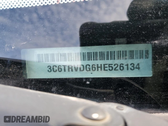 2017 Ram ProMaster Cargo with VIN 3C6TRVDG6HE526134, listed as a Copart auction lot 47312225 with 186,611 mi miles and Salvage Title. Bid and sale history available at carsss.com. Image 13.