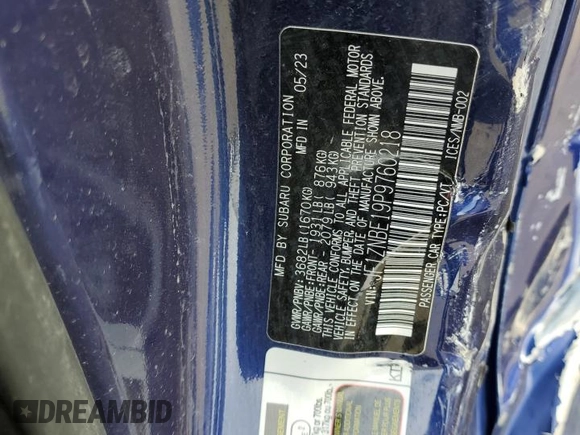2023 Toyota 86 Premium with VIN JF1ZNBE19P9760218, listed as a Copart auction lot 48567145 with Not Provided miles and Salvage Title. Bid and sale history available at DreamBid. Image 13.
