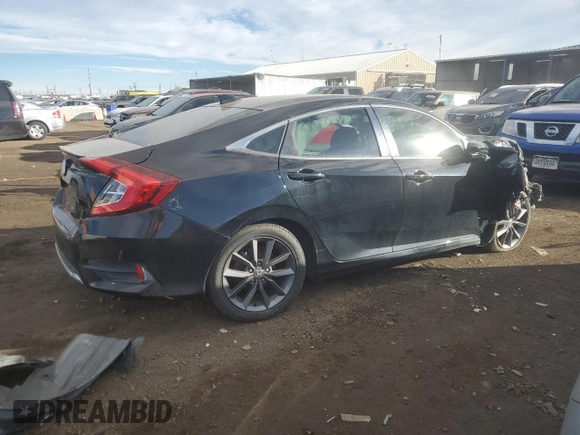 2020 Honda Civic Sedan EX with VIN 19XFC1F39LE011390, listed as a Copart auction lot 43744235 with 34,460 mi miles and Salvage Title. Bid and sale history available at carsss.com. Image 3.