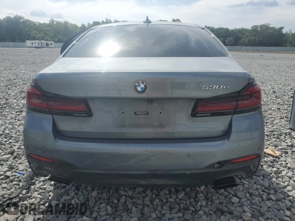 2021 BMW 5 Series 530e with VIN WBA13AG05MCF22098, listed as a Copart auction lot 55460105 with Not Provided miles and Clean Title. Bid and sale history available at carsss.com. Image 6.