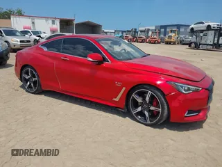 2018 Infiniti Q60 Red Sport 400 with VIN JN1FV7EL9JM630801, listed as a IAAI auction lot 42213699 with 76,759 mi miles and . Bid and sale history available at DreamBid. Image 1.