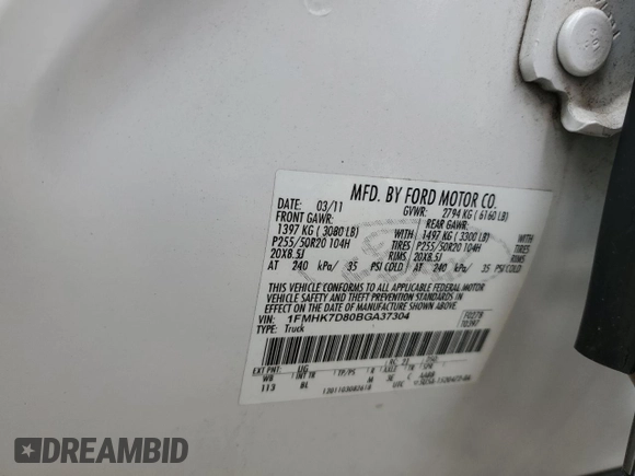2011 Ford Explorer XLT z VIN 1FMHK7D80BGA37304, wystawiony jako Copart lot #54442365 z przebiegiem 324 957 mil mil oraz Szkoda całkowita • Salvage title. Historia ofert i sprzedaży dostępna na DreamBid. Obrazek 13.