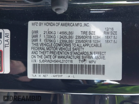 2017 Honda CR-V EX with VIN 5J6RW2H54HL010116, listed as a IAAI auction lot 41878602 with 177,986 mi miles. Bid and sale history available at carsss.com. Image 9.