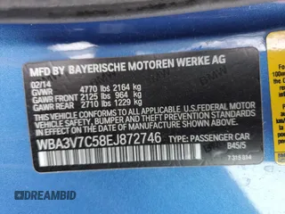 2014 BMW 4 Series 428i with VIN WBA3V7C58EJ872746, listed as a Copart auction lot 85334814 with 68,903 mi miles and Salvage title. Bid and sale history available at DreamBid. Image 13.