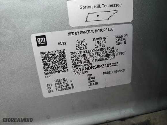 2023 Cadillac XT5 AWD Premium Luxury with VIN 1GYKNDRS6PZ195222, listed as a Copart auction lot 43034615 with 12,052 mi miles and Salvage Title. Bid and sale history available at carsss.com. Image 14.