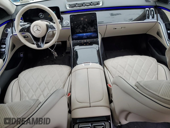 2023 Mercedes-Benz S-Class S 580 with VIN W1K6G7GB4PA222167, listed as a Copart auction lot 44016715 with 23,404 mi miles and Salvage Title. Bid and sale history available at carsss.com. Image 8.