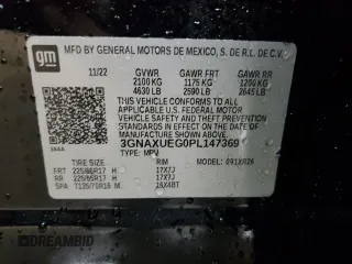 2023 Chevrolet Equinox LT with VIN 3GNAXUEG0PL147369, listed as a Copart auction lot 49589675 with 43,528 mi miles and Salvage title. Bid and sale history available at DreamBid. Image 13.