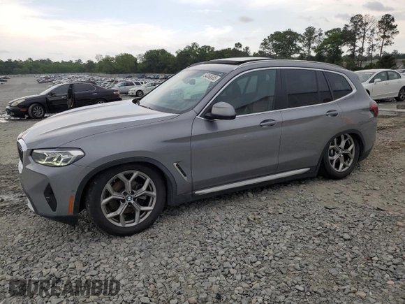 2023 BMW X3 xDrive30i with VIN 5UX53DP04P9S68659, listed as a Copart auction lot 54368385 with 26,650 mi miles and Salvage Title. Bid and sale history available at DreamBid. Image 1.