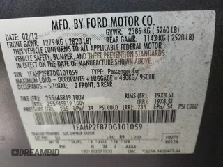 2013 Ford Taurus Limited with VIN 1FAHP2F87DG101059, listed as a IAAI auction lot 42024526 with 105,668 mi miles and . Bid and sale history available at DreamBid. Image 9.