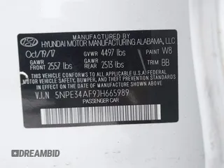 2018 Hyundai Sonata Sport with VIN 5NPE34AF9JH665989, listed as a IAAI auction lot 41621642 with 92,167 mi miles and . Bid and sale history available at carsss.com. Image 9.