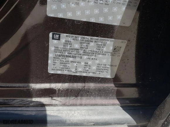 2020 Buick Envision Essence with VIN LRBFXCSA4LD231315, listed as a Copart auction lot 48188645 with 59,185 mi miles and Salvage Title. Bid and sale history available at carsss.com. Image 14.