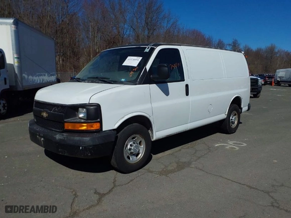 2017 Chevrolet Express Cargo Van with VIN 1GCWGAFF7H1111965, listed as a IAAI auction lot 41974494 with 89,994 mi miles. Bid and sale history available at carsss.com. Image 2.