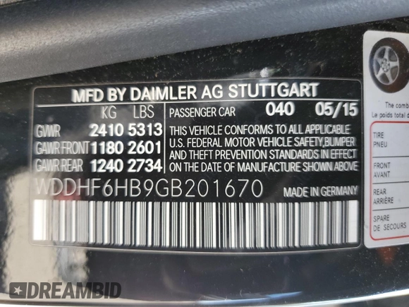 2016 Mercedes-Benz E-Class E 400 with VIN WDDHF6HB9GB201670, listed as a Copart auction lot 51097075 with 151,972 mi miles and Salvage Title. Bid and sale history available at carsss.com. Image 12.