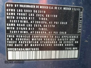 2018 Volkswagen Tiguan SEL z VIN 3VV2B7AX4JM076635, wystawiony jako Copart lot #54713815 z przebiegiem 162 692 mil mil oraz Szkoda całkowita • Salvage title. Historia ofert i sprzedaży dostępna na DreamBid. Obrazek 12.