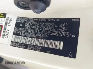2008 Toyota Sienna CE z VIN 5TDZK23C58S155686, wystawiony jako IAAI lot #42420657 z przebiegiem Nie podano mil oraz . Historia ofert i sprzedaży dostępna na DreamBid. Obrazek 9.