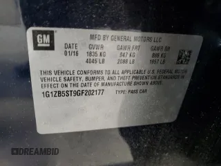 2016 Chevrolet Malibu LS z VIN 1G1ZB5ST9GF202177, wystawiony jako Copart lot #50828315 z przebiegiem 139 997 mil mil oraz Szkoda całkowita • Salvage title. Historia ofert i sprzedaży dostępna na DreamBid. Obrazek 12.
