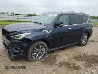 2020 Infiniti QX80 LUXE with VIN JN8AZ2NE2L9253853, listed as a Copart auction lot 70101594 with 76,337 mi miles and Salvage Title. Bid and sale history available at carsss.com. Image 1.