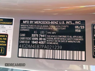 2023 Mercedes-Benz EQS with VIN 4JGDM4EB7PA021239, listed as a Copart auction lot 50443204 with 10,056 mi miles. Bid and sale history available at carsss.com. Image 15.