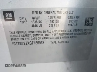 2016 Chevrolet Malibu LS with VIN 1G1ZB5STXGF186958, listed as a IAAI auction lot 41853475 with 163,387 mi miles and . Bid and sale history available at DreamBid. Image 9.