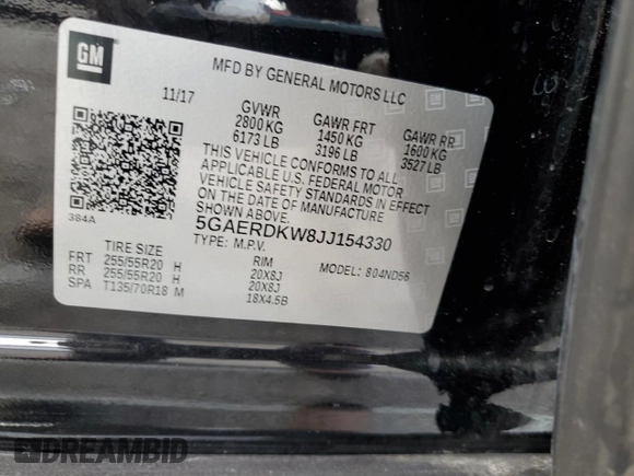 2018 Buick Enclave Avenir with VIN 5GAERDKW8JJ154330, listed as a Copart auction lot 44071915 with Not Provided miles and Salvage Title. Bid and sale history available at DreamBid. Image 13.