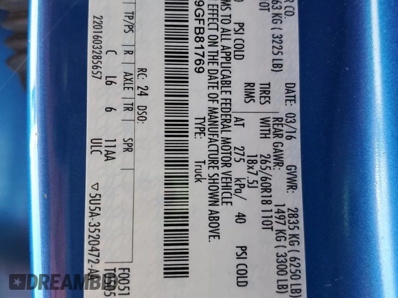 2016 Ford F-150 XL z VIN 1FTEW1CP9GFB81769, wystawiony jako Copart lot #52541245 z przebiegiem 66 808 mil mil oraz Szkoda całkowita • Salvage title. Historia ofert i sprzedaży dostępna na DreamBid. Obrazek 15.