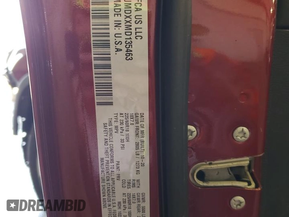 2021 Jeep Cherokee Limited с VIN 1C4PJMDXXMD135463, выставлен на аукционе Copart как лот 53751335 с пробегом 77 344 миль миль и Списание • Salvage title. История ставок и продаж доступна на DreamBid. Изображение 14.