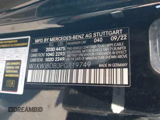 2023 Mercedes-Benz C 300 with VIN W1KWJ8DB3PG119749, listed as a IAAI auction lot 41625733 with 13,281 mi miles and . Bid and sale history available at DreamBid. Image 9.