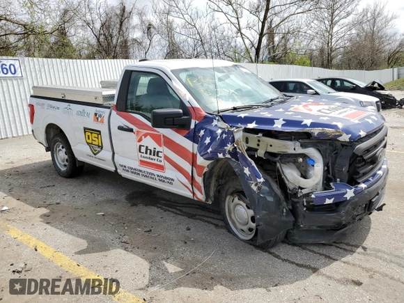 2021 Ford F-150 XL with VIN 1FTMF1C56MKD81988, listed as a Copart auction lot 51101275 with 94,531 mi miles and Salvage title. Bid and sale history available at DreamBid. Image 4.