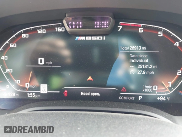 2019 BMW 8 Series M850i xDrive with VIN WBABC4C59KBU96788, listed as a IAAI auction lot 42286659 with 26,913 mi miles and . Bid and sale history available at DreamBid. Image 7.