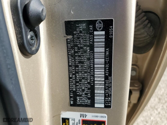 2010 Toyota Camry with VIN 4T4BF3EK4AR063021, listed as a Copart auction lot 47039365 with 156,561 mi miles and Salvage Title. Bid and sale history available at carsss.com. Image 14.