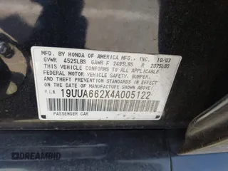 2004 Acura TL with VIN 19UUA662X4A005122, listed as a IAAI auction lot 42100078 with 174,742 mi miles. Bid and sale history available at carsss.com. Image 9.