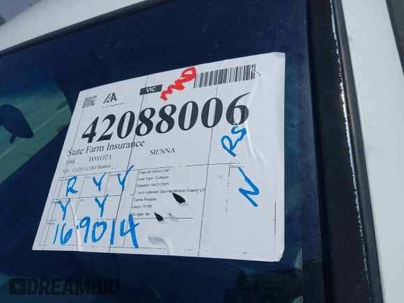 1998 Toyota Sienna LE with VIN 4T3ZF13C2WU066460, listed as a IAAI auction lot 42088006 with 169,014 mi miles and . Bid and sale history available at DreamBid. Image 17.