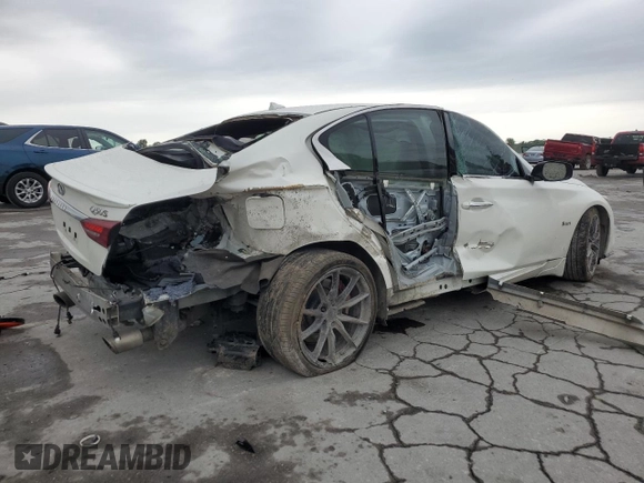 2019 Infiniti Q50 Red Sport 400 with VIN JN1FV7AP4KM760088, listed as a Copart auction lot 56147365 with 106,541 mi miles and Salvage title. Bid and sale history available at DreamBid. Image 3.