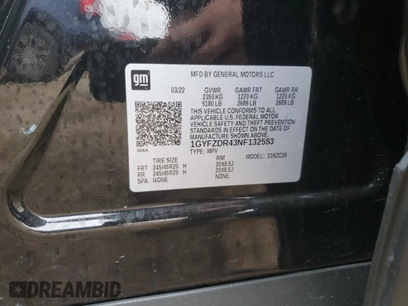 2022 Cadillac XT4 AWD Premium Luxury with VIN 1GYFZDR43NF132553, listed as a Copart auction lot 50869955 with 25,412 mi miles and Salvage title. Bid and sale history available at DreamBid. Image 13.