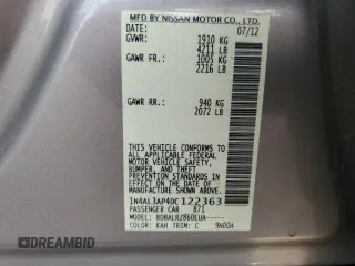 2013 Nissan Altima SL with VIN 1N4AL3AP4DC122363, listed as a Copart auction lot 65648475 with 185,562 mi miles and Salvage title. Bid and sale history available at DreamBid. Image 12.