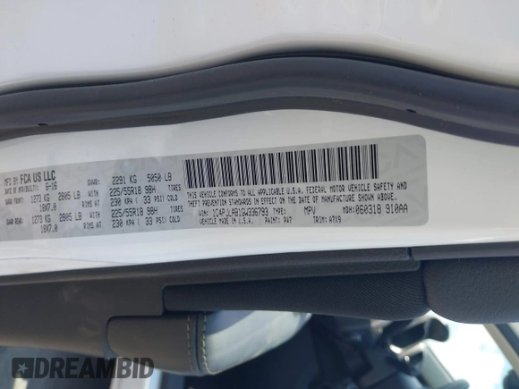 2016 Jeep Cherokee Sport with VIN 1C4PJLAB1GW336793, listed as a IAAI auction lot 42437118 with 8,424 mi miles and . Bid and sale history available at DreamBid. Image 9.