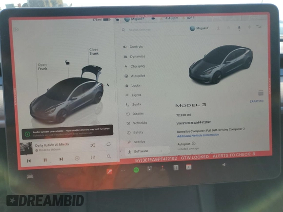 2023 Tesla Model 3 с VIN 5YJ3E1EA9PF412192, выставлен на аукционе Copart как лот 52122045 с пробегом 72 230 миль миль и Списание • Salvage title. История ставок и продаж доступна на DreamBid. Изображение 9.
