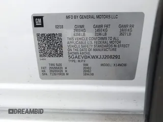 2018 Buick Enclave Premium with VIN 5GAEVBKWXJJ208291, listed as a IAAI auction lot 41731908 with 80,163 mi miles and . Bid and sale history available at carsss.com. Image 9.