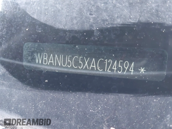 2010 BMW 5 Series 528i with VIN WBANU5C5XAC124594, listed as a IAAI auction lot 41848155 with 182,845 mi miles and . Bid and sale history available at carsss.com. Image 9.