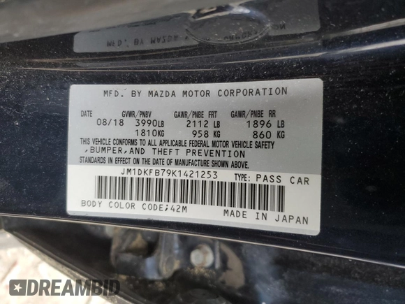 2019 Mazda CX-3 Sport with VIN JM1DKFB79K1421253, listed as a Copart auction lot 47992005 with 67,427 mi miles and Salvage Title. Bid and sale history available at DreamBid. Image 13.