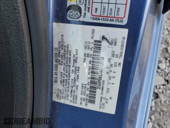 2010 Ford Fusion SPORT with VIN 3FAHP0KC7AR112758, listed as a Copart auction lot 49185995 with 131,012 mi miles and Salvage Title. Bid and sale history available at carsss.com. Image 12.