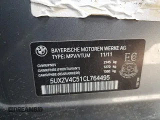 2012 BMW X5 35i with VIN 5UXZV4C51CL764495, listed as a Copart auction lot 48718915 with Not provided miles and Salvage title. Bid and sale history available at DreamBid. Image 14.