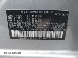 2018 Subaru Impreza Premium с VIN 4S3GTAD68J3750806, выставлен на аукционе IAAI как лот 41581873 с пробегом 63 930 миль миль и . История ставок и продаж доступна на DreamBid. Изображение 9.