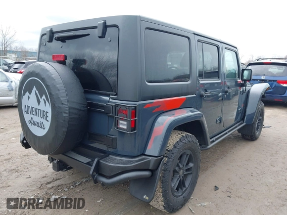 2017 Jeep Wrangler Unlimited Sahara with VIN 1C4BJWEG3HL569143, listed as a IAAI auction lot 41986188 with 27,495 mi miles. Bid and sale history available at carsss.com. Image 4.
