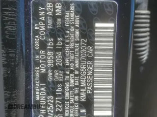 2024 Hyundai Elantra SEL with VIN KMHLM4DG8RU703072, listed as a Copart auction lot 48698685 with 29,827 mi miles and Salvage Title. Bid and sale history available at carsss.com. Image 12.