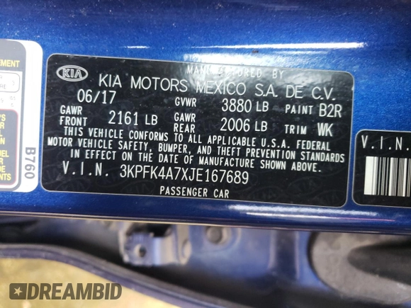 2018 Kia Forte LX with VIN 3KPFK4A7XJE167689, listed as a Copart auction lot 50832275 with 68,069 mi miles and Salvage Title. Bid and sale history available at carsss.com. Image 14.