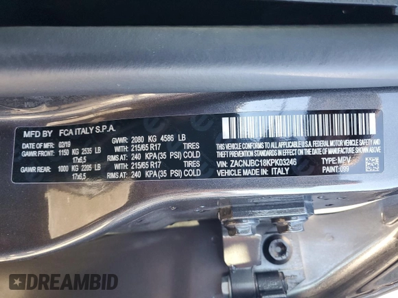 2019 Jeep Renegade Trailhawk z VIN ZACNJBC18KPK03246, wystawiony jako Copart lot #80442034 z przebiegiem 68 282 mil mil oraz Szkoda całkowita • Salvage title. Historia ofert i sprzedaży dostępna na DreamBid. Obrazek 13.